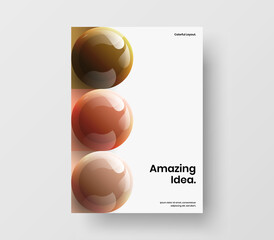 Unique 3D balls annual report concept. Vivid cover A4 vector design template.