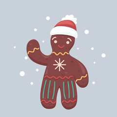 Christmas cookie man cute vector illustration 