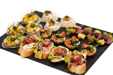 delicious holiday snacks on the table, the food is gourmet.