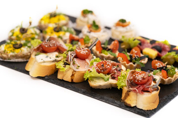 delicious holiday snacks on the table, the food is gourmet.