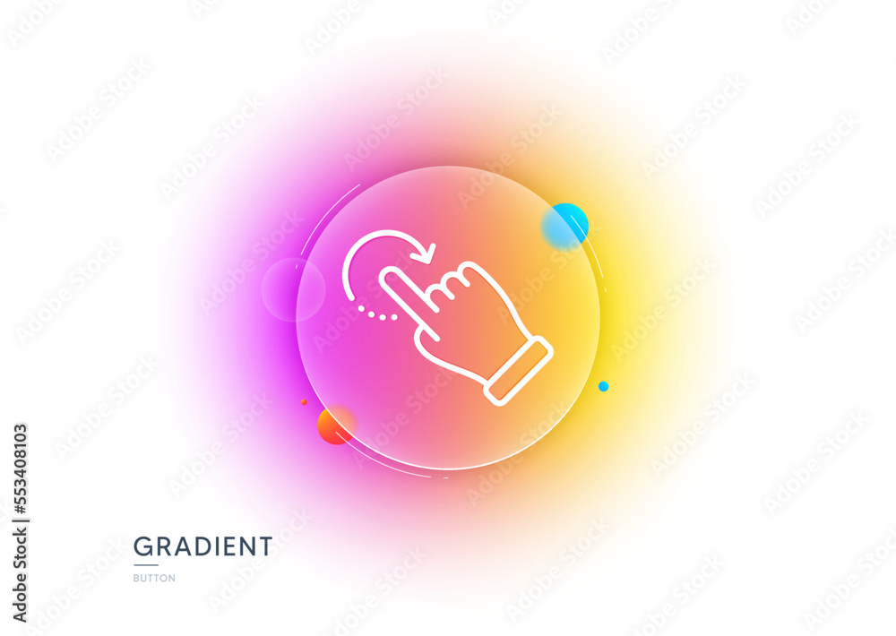 Poster rotation gesture line icon. gradient blur button with glassmorphism. slide arrow sign. swipe action 
