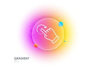 Rotation gesture line icon. Gradient blur button with glassmorphism. Slide arrow sign. Swipe action symbol. Transparent glass design. Rotation gesture line icon. Vector