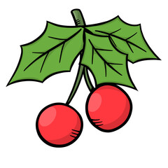 Cherry Christmas cartoon collection - element color clipart designed 