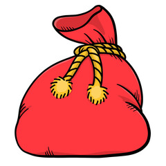 Santa bag Christmas cartoon collection - element color clipart designed 