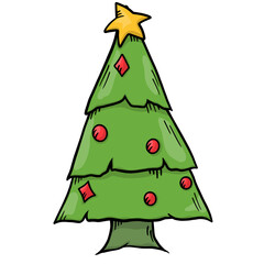 Christmas tree Christmas cartoon collection - element color clipart designed 