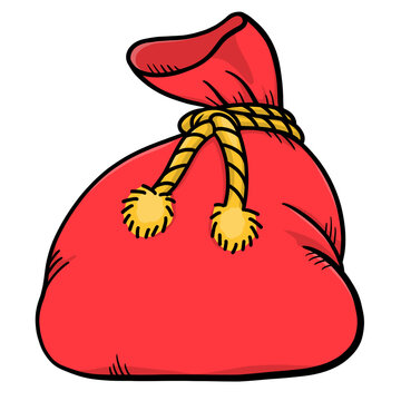 Santa bag Christmas cartoon collection - element color clipart designed 