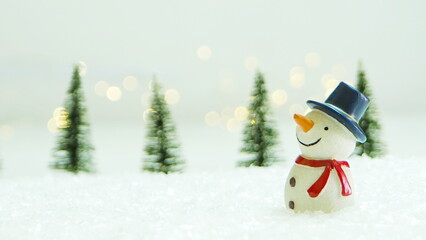 merry christmas background with snow and christmas tree