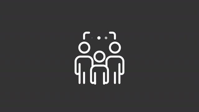 Animated group-think white line icon. Common misconception. Team setting. Consensus making. Seamless loop HD video with alpha channel on transparent background. Motion graphic design for night mode