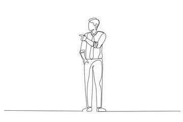 Illustration of sophisticated businessman wearing semi formal clothing. Single line art style