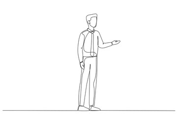 illustration of businessman in suit and posing. Continous line style art