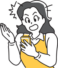 スマホを見て驚く女性