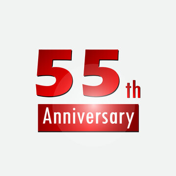Red 55th year anniversary celebration simple logo white background