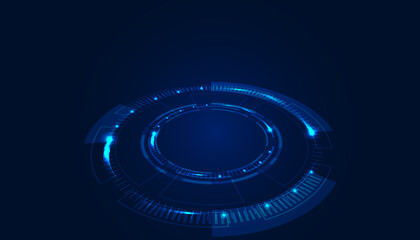 Abstract circle digital technology modern blue color on beautiful blue background copy space background