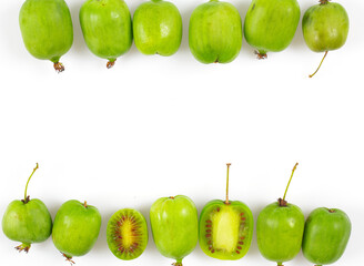 actinidia isolated on white background, close up