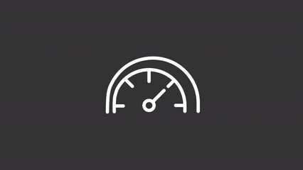 Animated speed meter white line icon. Measuring vehicle speed. Fast driving. Acceleration. Seamless loop HD video with alpha channel on transparent background. Motion graphic design for night mode
