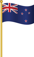 Flag of New Zealand,New Zealand flag Golden waving isolated vector illustration eps10.