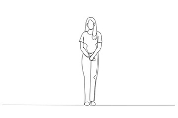 Illustration of latin businesswoman standing and posing. Single line art style