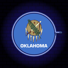 Neon flag of the state of Oklahoma. Vector illustration.
