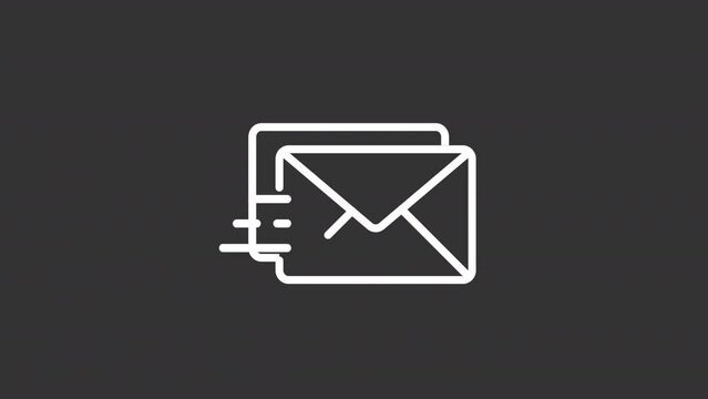 Animated letter white line icon. Electronic mail. Postal service. Correspondence. Envelope. Seamless loop HD video with alpha channel on transparent background. Motion graphic design for night mode