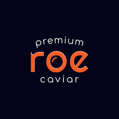 Fototapeta na wymiar 3d typography premium roe caviar iconic logo design vector illustration with elegant, modern and luxury styles isolated on dark background. 