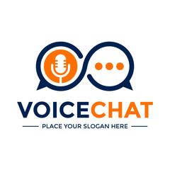 Voice chat or podcast vector logo template - obrazy, fototapety, plakaty