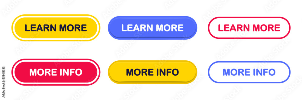 Poster learn more, web buttons. read more button. call for action buttons. trendy learn more button for web