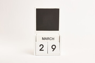 Calendar with date March 29 and space for designers. Illustration for an event of a certain date.