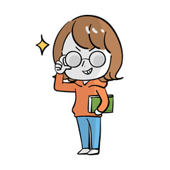 女性　説明　笑顔　メガネ　影