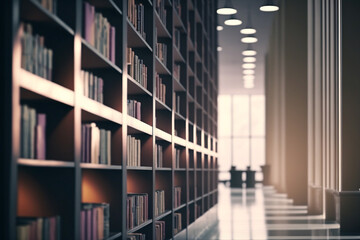 Fototapeta premium modern library interior background, Generated AI