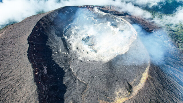 Aerial view of Mount Slamet or Gunung Slamet is an active stratovolcano in the Purbalingga Regency
