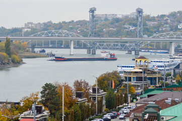 Towing a vessel from repair on the Don River in Rostov-on-Don