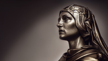 Illustration of Joan of Arc sculpture. She is a patron saint who transcended gender roles and gained recognition as a savior of France.