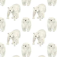 Pattern with white bear isolated on white background.For invitation and cards.