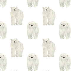 Pattern with white bear isolated on white background.For invitation and cards.