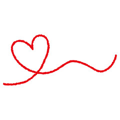Doodle red heart drawn with crayons, hand drawn line © KY