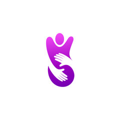 Obraz premium Family logo and people care design template, hug with affection