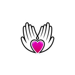 Hand logo and love design template, social icons