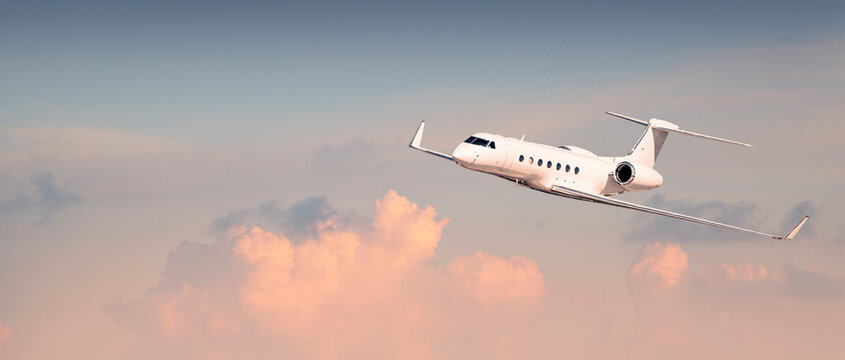  business jet flies