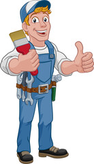 Painter Decorator Paintbrush Handyman Cartoon Man