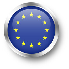 Official flag of Europian union in silver circle shape. Nation flag illustration.