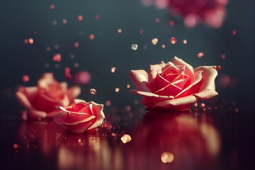 薔薇 花 赤 植物 綺麗 愛 - obrazy, fototapety, plakaty