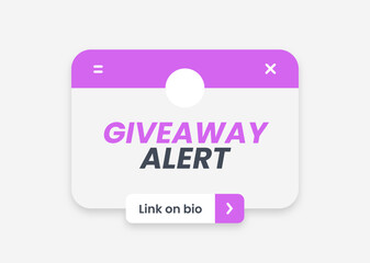 Giveaway event poster in flat design style. Social media promotion illustration.