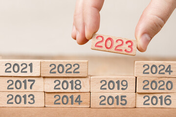 Wooden Blocks with New Year 2023