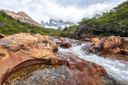 landscape of the trekking that goes to fitzroy mountain in el calafate, argentina
