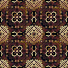 Tapestry vintage floral seamless pattern. Textured ornamental embroidery background. Repeat hatched flowers. Ethnic style ornaments. Emroidered endless texture. Colorful modern beautiful design