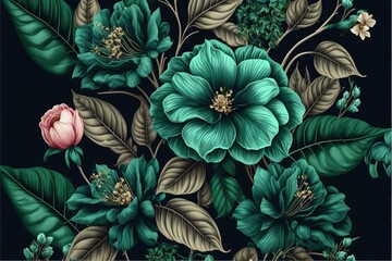 Naklejka premium Floral background Generative AI