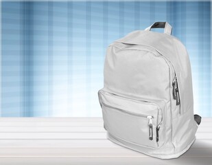 White design school backpack, travel or education