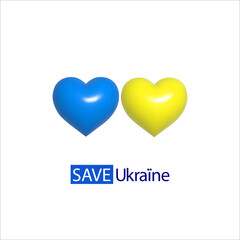 Ukraine heart made by hands. Flat heart flag of Ukraine. Save Ukraine from russian invasion.