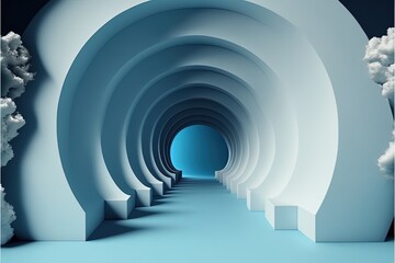 Obraz premium Abstract tunnel with cloud window Generative AI