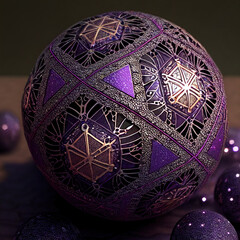 purple temari ball japanese crystal, decoration, jewellery